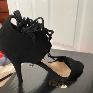 Sexy black lace up heels